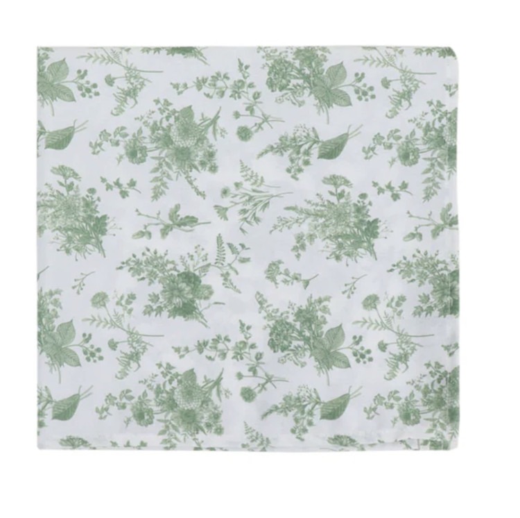 Green and white detailed napkin